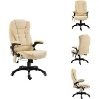 vidaXL Chaise de bureau de massage Crème similicuir - Chaises de bureau