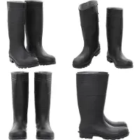vidaXL Bottes en caoutchouc noir taille 44 PVC