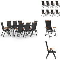 vidaXL Ensemble de jardin 9 pièces aluminium noir - Ensemble de meubles de jardin