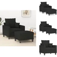 vidaXL Fauteuil avec pouf Noir 60 cm Tissu