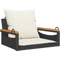 The Living Store Fauteuil suspendu avec coussin Noir 63x62x40 cm Poly rotin