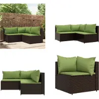vidaXL 3 pcs. Garden Lounge Set with Coussins Braun Poly Rattan - Garden Lounge Set - Garden Lounge Sets - Outdoor Lounge Set - Lounge Set Terrasse