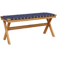 The Living Store Banc de jardin bleu foncé bois massif acacia et tissu
