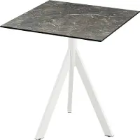Essentials Table de terrasse Infinity Tripod, structure blanche et plateau HPL effet marbre Galaxy, 70 x 70 cm, 1 pièce