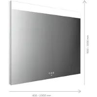 Emco MI 250+ miroir lumineux LED, large découpe lumineuse en haut, panneau detactile, largeur 900mm, 107090007000300