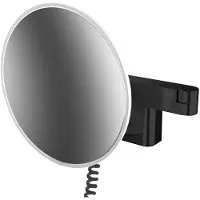 Emco LED miroir de rasage et de maqu'illage, modèle mural, double bras articulé, grossissement 3x, rond, cordon spiralé et prise, 109513341