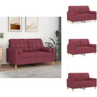 vidaXL Canapé 2 places avec oreillers bordeaux 120 cm tissu
