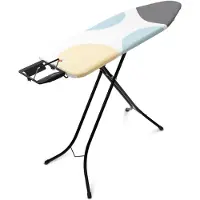 Brabantia Table à repasser B, 124 x 38 cm, tablette pour fer à repasser, cadre noir 22 mm, Spring Bubbles