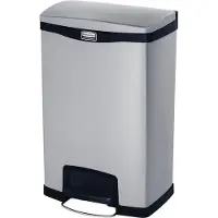 Rubbermaid - Poubelle Slim Jim Step On Container Front Step en acier inoxydable 50 litres - Acier inoxydable - Acier inoxydable mat, noir