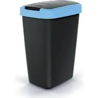 Prosperplast Poubelle 12l avec couvercle KEDEN COMPACTA Q noir avec bord bleu