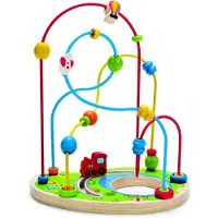 Hape Circuit de perles en bois Pizzaz - Pour enfant de 12 mois - Bleu, rouge et jaune