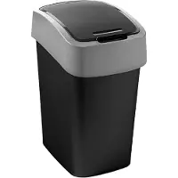 Curver Poubelle 'Flip Bin, Poubelle, Noir, Argent