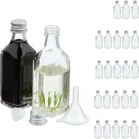 Relaxdays Mini bouteilles, Bocal de conservation, Transparent, Argent