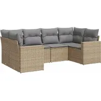 vidaXL Ensemble de salon de jardin 6 pièces avec coussins Beige Poly Rattan