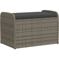 vidaXL Banc avec espace de rangement & coussins Gris 80x51x52 cm Poly rotin