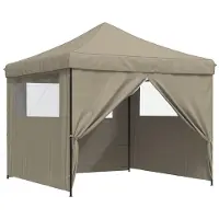 vidaXL Partytent Popup pliable avec 4 parois latérales Taupe