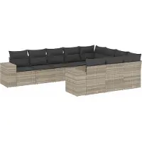 vidaXL Ensemble de 10 canapés de jardin avec coussins gris clair Poly rotin