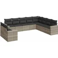 vidaXL Ensemble de 10 canapés de jardin avec coussins gris clair Poly rotin