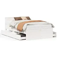 vidaXL Lit en bois massif sans matelas avec tête de lit blanc 150x200cm pin