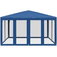 vidaXL Tente de réception avec 8 panneaux latéraux en maille bleue 4x4 m HDPE