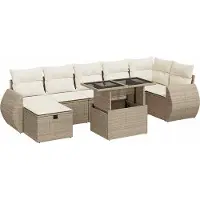 vidaXL Ensemble de jardin canapé 8 pièces avec coussins Beige Poly Rattan