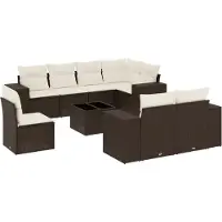 vidaXL Ensemble de jardin canapé 8 pièces avec coussins Marron Poly rotin