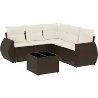 vidaXL Ensemble de salon de jardin 5 pièces avec coussins Marron Poly Rattan