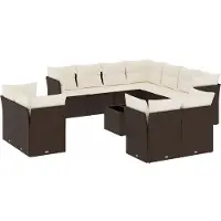 vidaXL Ensemble de salon de jardin 12 pièces avec coussins Marron Poly rotin