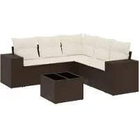 vidaXL Ensemble de salon de jardin 6 pièces avec coussins Marron Poly Rattan