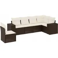 vidaXL Ensemble de salon de jardin 6 pièces avec coussins Marron Poly Rattan