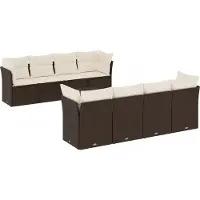 vidaXL Ensemble de salon de jardin 9 pièces avec coussins Marron Poly Rattan