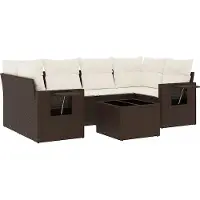 vidaXL Ensemble de salon de jardin 7 pièces avec coussins Marron Poly rotin