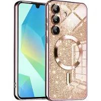 Techsuit - Luxury Glitter MagSafe - Samsung Galaxy A16 4G / A16 5G - Rose Gold (Samsung Galaxy A16 5G), Coque pour téléphone portable, Or, Pink