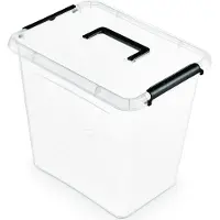 Orplast Boîte à provisions simple, 30 l, avec anse, transparente (29 cm, 30 l)