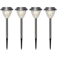 Star Trading Lampes solaires en acier inoxydable Palma, set de 4, blanc chaud, 12x28x12 cm, livraison avec accumulateurs