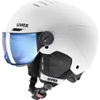 Uvex Rocket JR Visor, casque de ski avec visière, junior, blanc