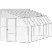 RION Serre plastique adossée Sun Room 48 blanche 508x258x266 cm