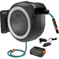 Gardena Powerroll Xl Wall Battery Hose Holder Ready To Use With Battery 40 M Argenté