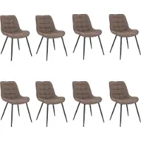 HOME DELUXE - Chaise rembourrée IKALO, lot de 8 - Couleur : gris / marron - Rembourrage moelleux, supporte jusqu'à 120 kg I Chaise de cuisine, chaise de salle à manger, chaise de salle à manger