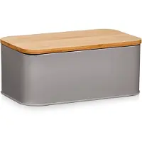 Zeller Boîte À Pain Grise Métal Bambou Zeller