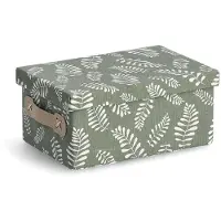 Zeller Boîte de rangement avec couvercle motif feuillage, coton, polyester 28x19x13cm