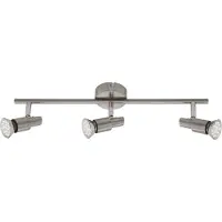 Briloner Plafonnier LED Spot LEUCHTEN ONE, 3 W, 250 lm, IP20, nickel mat, métal, incl., 3x GU10, 47,5 x 8 x 12 cm