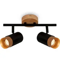 Briloner Spot, noir, avec bois, sans 2xGU10/max.9W