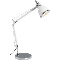 Brilliant Lampe de table Octavia | lampe de table moderne | métal | chrome/blanc | tête pivotante | hauteur réglable | 1x E27 max. 40 W