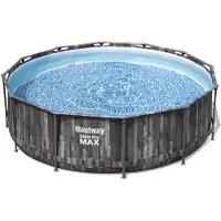 Bestway Steel Pro Max Frame Pool Kit complet, rond, avec pompe de filtration & échelle de sécurité 366 x 100 cm, Piscine, Natation, Piscines