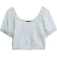 Superdry Smocked Short Sleeve Blouse Bleu S Femme