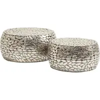 Kare design Tables Basses Pebbles Deluxe Set De 2 Argent Kare Design