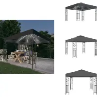 vidaXL Pavillon avec guirlande lumineuse LED 3x3 m Anthracite - Pavillons & Tentes de réception