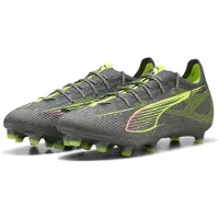 Puma Chaussure de foot 'Ultra 5 Pro' jaune fluo / gris foncé / rose / noir