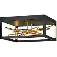 HINKLEY Plafonnier LED carré Styx noir-pétales dorés-doré 8 W, blanc chaud, 931 lm, métal, dim. : 22 x 46 x 46 cm, IP20, Quintiesse
